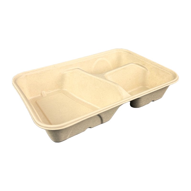 850ml Zuckerrohr Menubox, dreigeteilt
