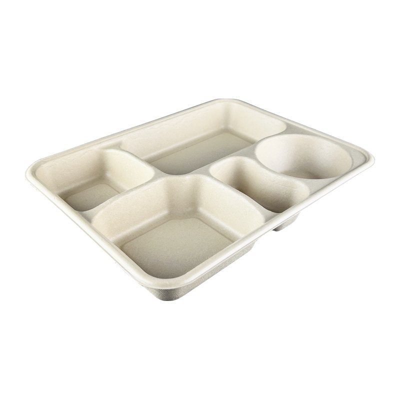 1250ml, Bambus Bento-Box, fünfgeteilt Coated