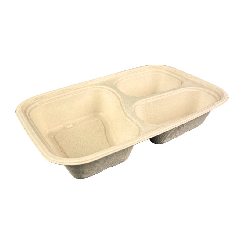 Zuckerrohr Box, 3 geteilt, oval 850 ml