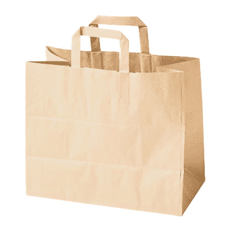 Papier Tragtasche Braun 32+17x25 cm