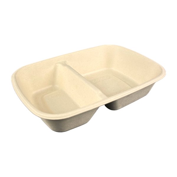 900ml, zweigeteilt, Menu-Box aus Pflanzenfasern