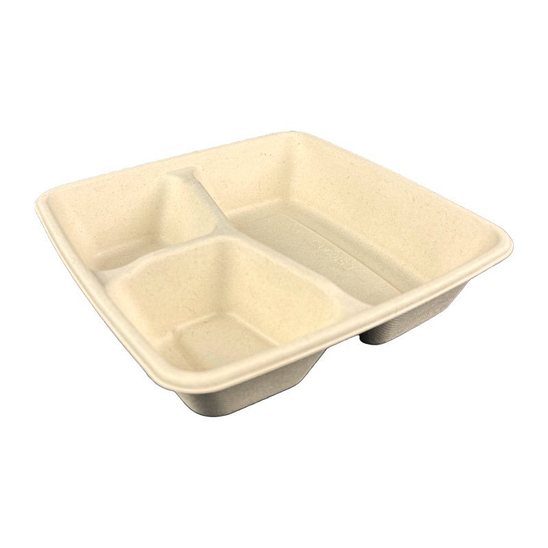 1000ml, dreigeteilt, Menu-Box aus Pflanzenfasern