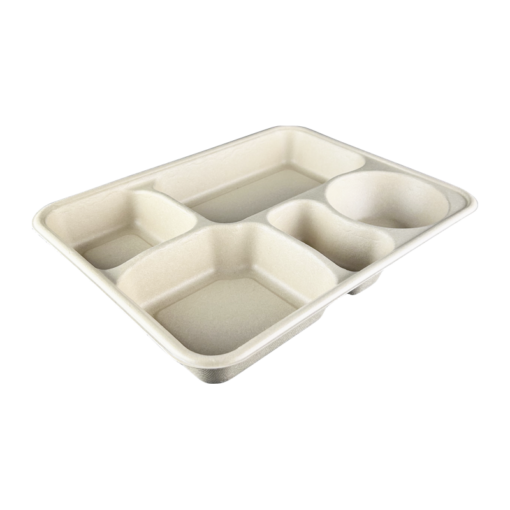 1250ml, Bambus Bento-Box, fünfgeteilt Coated (250 Stück)