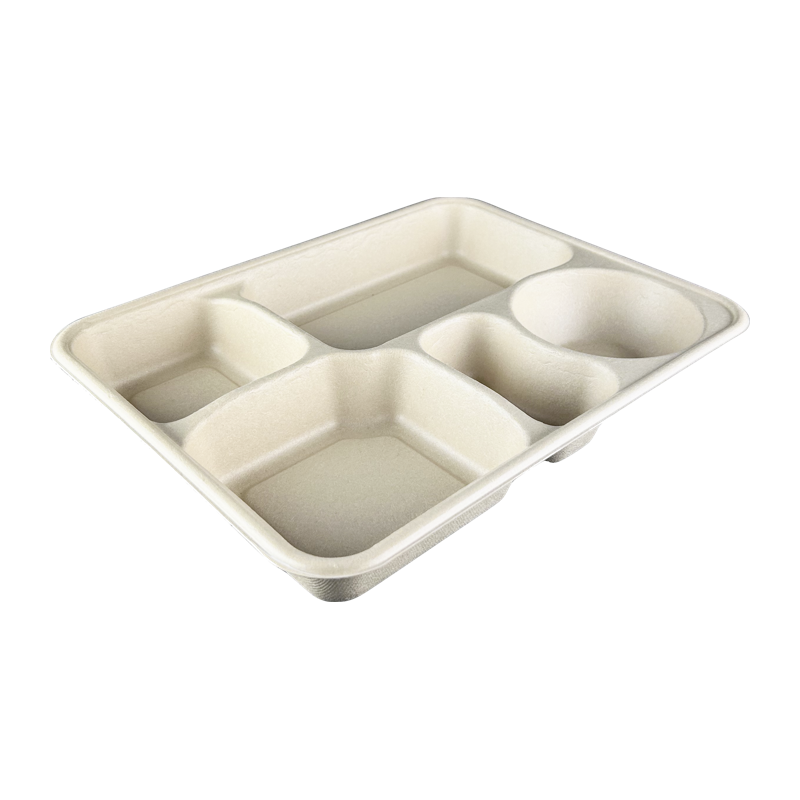 1250ml, Bambus Bento-Box, fünfgeteilt Coated (250 Stück)